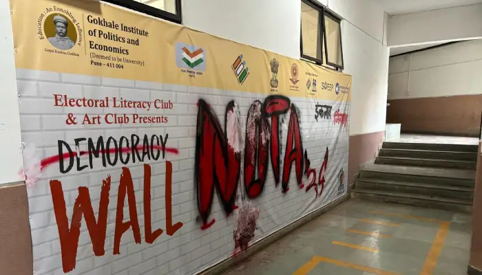Gokhale Institute In Pune | मतदान जनजागृति फलक पर ‘इंकलाब जिंदाबाद’, ‘नोटा’ लिखा; पुणे के गोखले संस्था की घटना (Video)